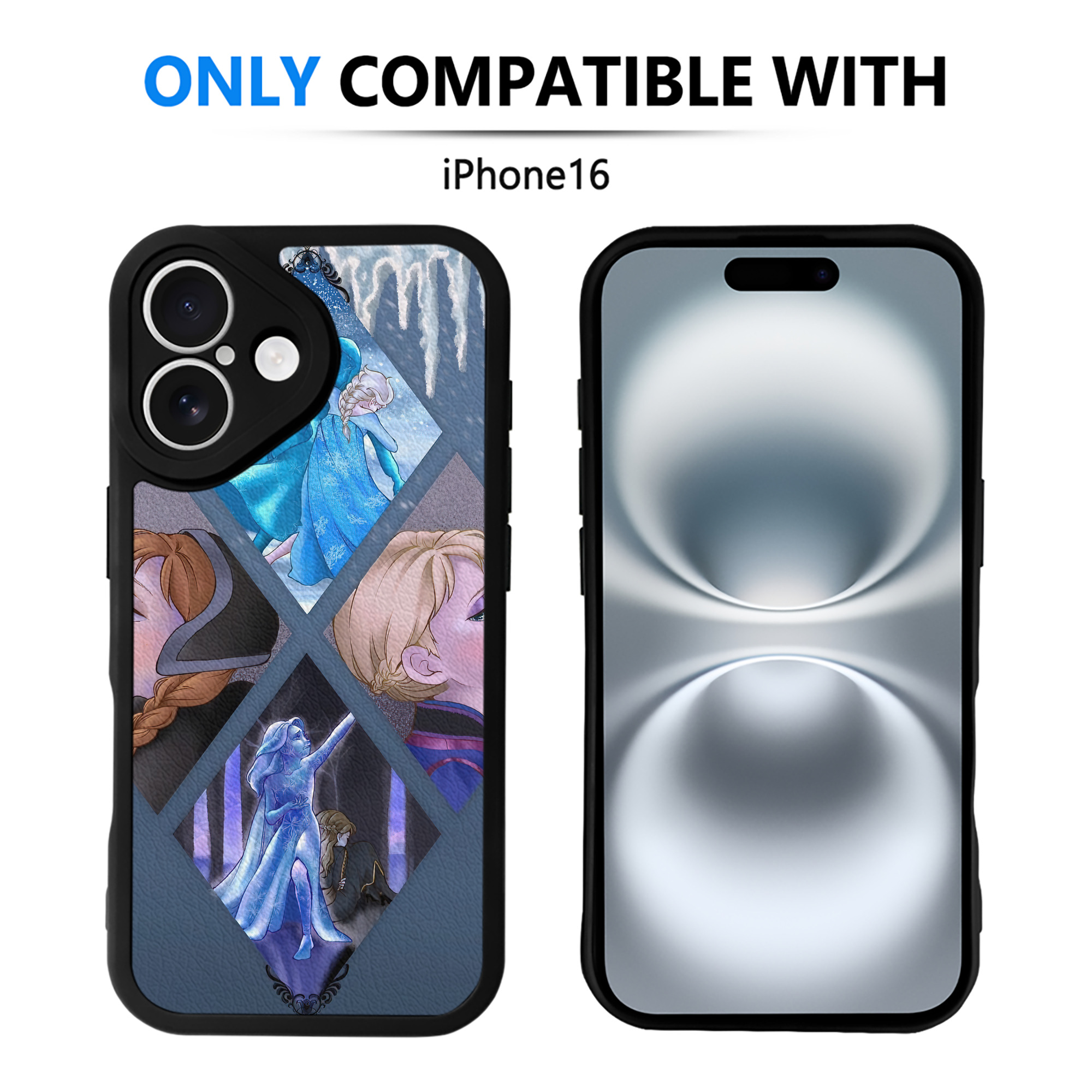 （画像用） アナと雪の女王 アンナ エルサ Frozen Anna Elsa 【iPhone 16シリーズ対応】シリコンスマホケース（レザー調） 材質：シリコン